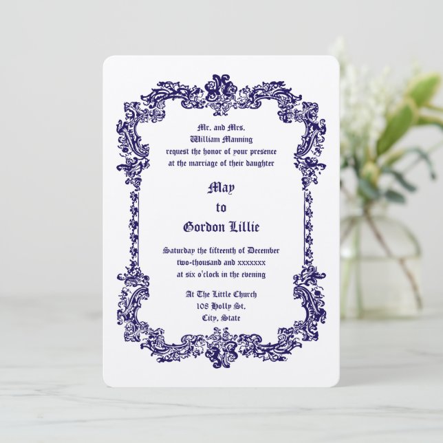 Convite Quadro de Folhagem Barroco da Era Vitoriana (Em pé/Frente)