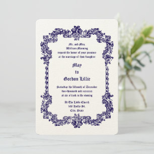 Convite Quadro de Folhagem Barroco da Era Vitoriana