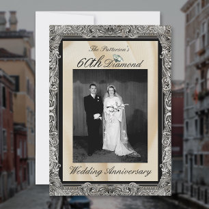 Convite Quadro de Foto de Aniversário de Casamento de 60 A