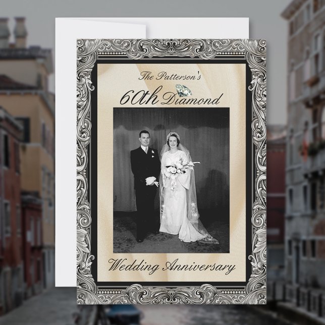 Convite Quadro de Foto de Aniversário de Casamento de 60 A (Criador carregado)
