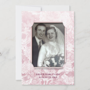 Convite quadro de foto de aniversário floral rosa
