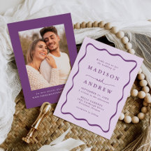 Quadro de Foto de Casamento Moderno Roxo Ondulado