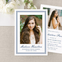 Quadro de Foto de Graduação Clássico Marinho com B