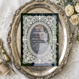 Convite Quadro de Foto de Renda Floral Vintage para Festa