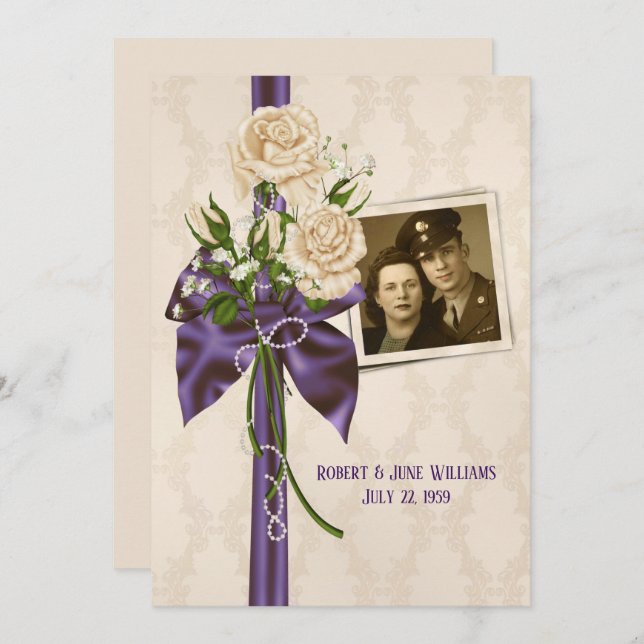 Convite Quadro de fotos da festa de aniversário de casamen (Frente/Verso)