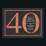 Convite Quadro De Glitter Laranja De aniversário de 40 ano<br><div class="desc">Convite para aniversário de 40 anos. Festa de aniversário de Brilho Preto e Laranja Convidam com Fundo de Quadros. Surpresa Aniversário. Aniversário Adulto. Homens ou Mulheres no Bday Bash Party.
Para mais personalização,  clique no botão "Personalizar" e use a ferramenta design para modificar este modelo.</div>