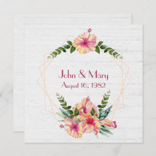 Convite Quadro De Hibiscus No Aniversário Da Madeira De Co