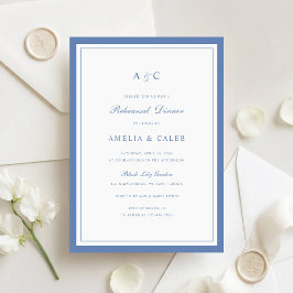 Convite Quadro de Jantar de Ensaios de Casamento Azul Empo