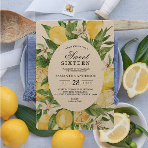 Convite Quadro de Lemons Amarelos de Kraft Vintage