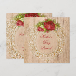 Convite Quadro de madeira da rosa vermelha da refeição