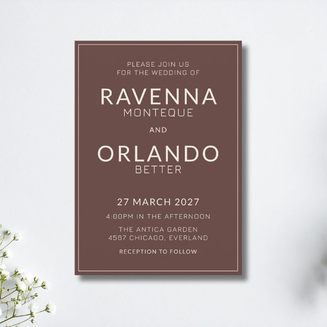 Convite Quadro de Marfim de Chocolate Casamento Moderno co (Criador carregado)