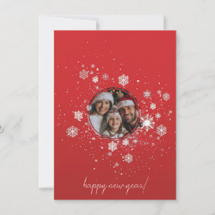 Convite Quadro de Natal Vermelho com Flocos de Neve