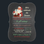 Convite Quadro de Papais noeis de Vintage com Troca de Pre<br><div class="desc">festa de troca de presentes de Natal, Natal vintage com presente/presente, estilo de quadro, papai noel terno/chapéu/barba branca, comemorar a temporada, modelo de festas de festas, cores retrô vermelho/verde/bege, design festivo/divertido/simples, ilustração/imagem/colagem digital, inspiração/estilo/aparência/visual, modelo de texto totalmente personalizável, diagonal/branca padrão listrado. design de festa de troca de presente divertida com...</div>