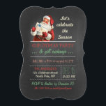 Convite Quadro de Papais noeis de Vintage para troca de pr<br><div class="desc">festa de troca de presentes de natal, vintage Santa Claus com presente/presente, estilo de quadro, papai noel vermelho/chapéu/barba branca, comemorar a temporada, modelo de festas de festas, cores vermelho/verde/bege, design festivo/divertido/simples, ilustração antiga/imagem/colagem digital, vintage inspirada/style/look/look, modelo de texto totalmente personalizável, diagonal/branco padrão distribuído. Design de festa de troca de presente...</div>