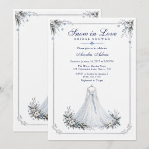 Convite Quadro de Prata Snow in Love Noivado de Inverno