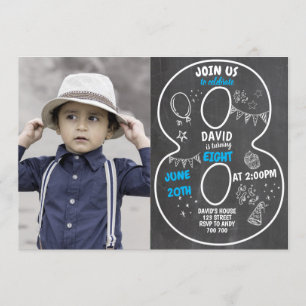 Convite Quadro de referência do 8° aniversário com núm