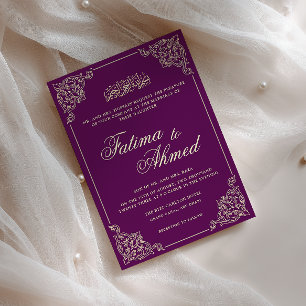 Convite Quadro de Renda Vitoriana Violeta Roxo Casamento M