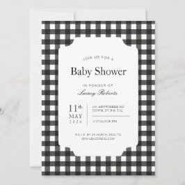 Convite Quadro de verificação de Xadrez Gingham preto-e-br