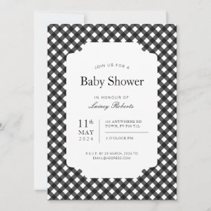 Convite Quadro de verificação de Xadrez Gingham preto-e-br