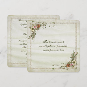 Convite Quadro Dourado do brilho com buquê floral