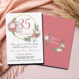 Convite Quadro Dourado dos Rosas do Casamento de Coral