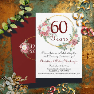 Convite Quadro Dourado dos Rosas do Casamento de Diamante