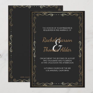 Convite Quadro Dourado E Redemoinhos Casamento