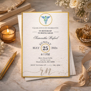 Convite Quadro Dourado Formal de Graduação em Enfermagem T