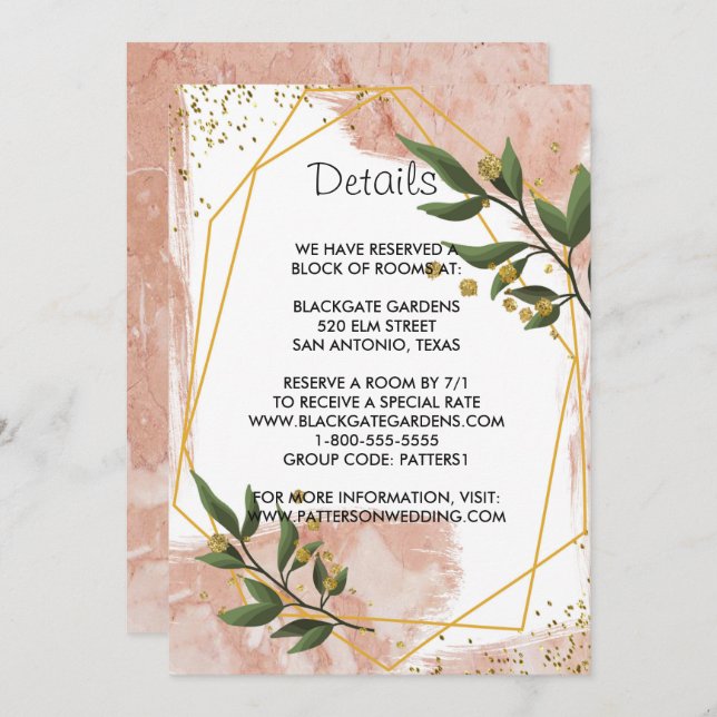 Convite Quadro Dourado moderno Invólucro Floral Verde da C (Frente/Verso)