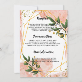 Convite Quadro Dourado moderno, Ivory Green Flor, programa