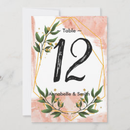 Convite Quadro Dourado moderno Ivory Green - Número da tab