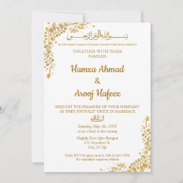 Convite Quadro Dourado Muçulmano Moderno Islâmico Nikah
