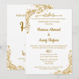 Convite Quadro Dourado Muçulmano Moderno Islâmico Nikah