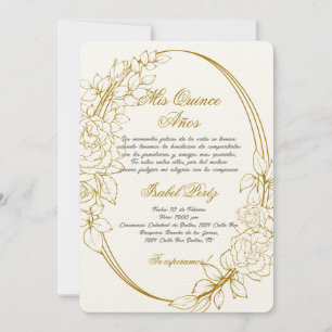 Convite Quadro Dourado Quinceanera