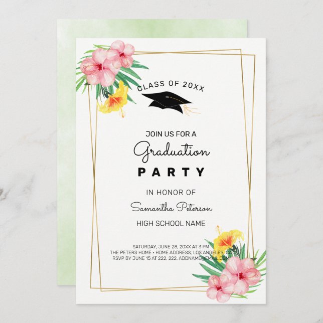 Convite Quadro E Flores Do ouro (Frente/Verso)