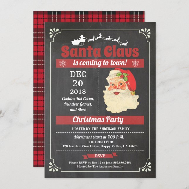 Convite Quadro especial da festa de Natal do Retro Santa C (Frente/Verso)