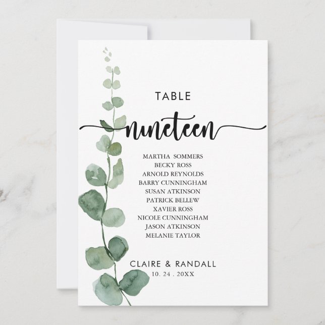 Convite Quadro Eucalipto Verde Número 19 Quadro Sentado (Frente)