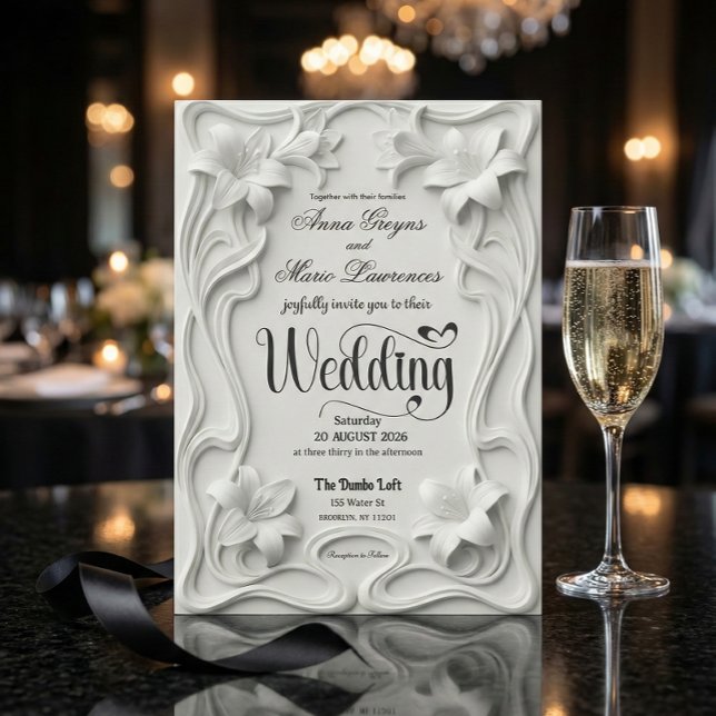 Convite Quadro Floral 3D com Relevo Falso Pérola Casamento (Criador carregado)