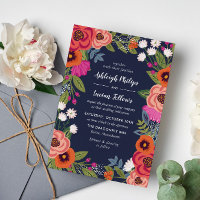 Quadro Floral Boêmian - Casamento Azul Marinho
