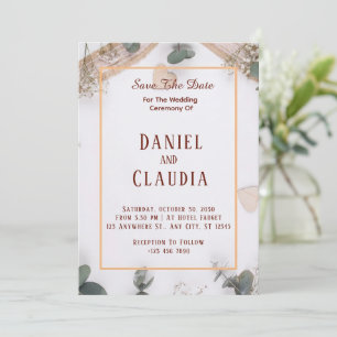 Convite Quadro Floral Boho Rústico Botânico Minimalista