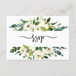 Convite Quadro Floral Branco Aquarela Casamento RSVP