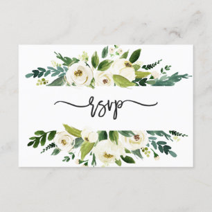 Convite Quadro Floral Branco Aquarela Casamento RSVP