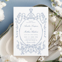 Quadro Floral Clássico Casamento Azul Empoeirado  