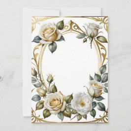 Convite quadro floral de casamento romântico e ouro