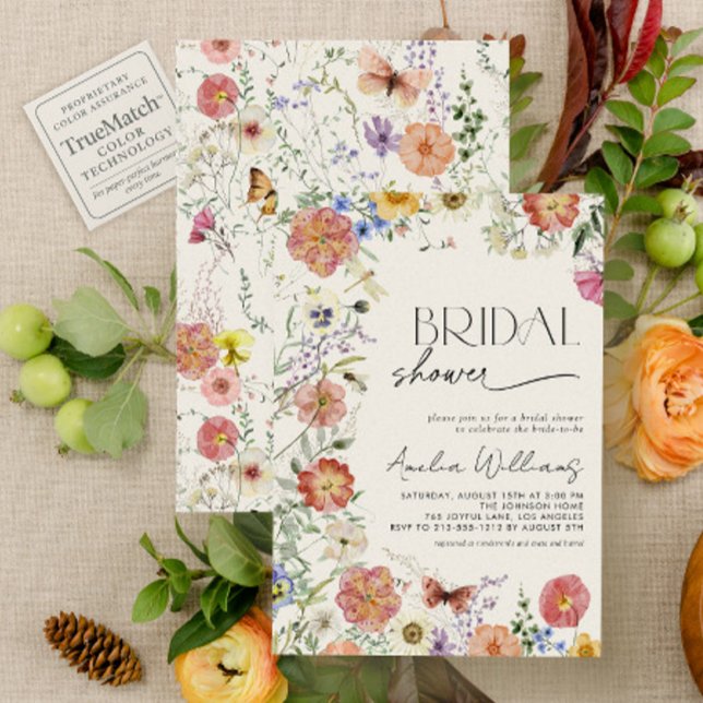 Convite Quadro Floral de Flores Silvestres Prensadas Chá d (Criador carregado)
