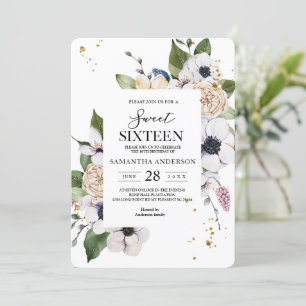 Convite Quadro Floral Elegante Moderno e Largas Douradas