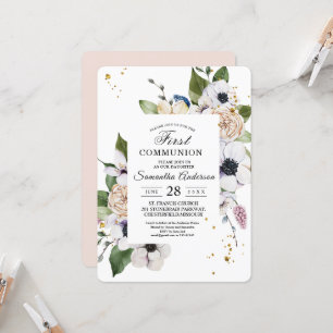 Convite Quadro Floral Elegante Moderno e Largas Douradas