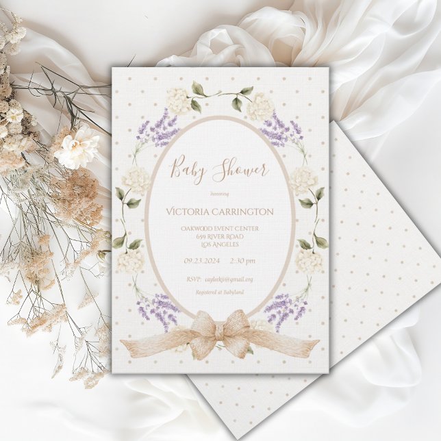Convite Quadro Floral Neutro Vintage para Bebê (Criador carregado)