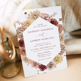 Convite Quadro Floral Outonal Romântico Casamento