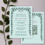 Convite Quadro Floral Personalizado QR Code Bat Mitzvah Gi<br><div class="desc">Cartão perfeito para anunciar um morcego mitzvah, bar mitzvah ou outra celebração judaica! Arte desenhada à mão para você na frente e atrás! TOTALMENTE PERSONALIZÁVEL! Clique em "Personalizar" acima para editar o texto e adicionar seu link ao código QR. Clique em "editar usando a ferramenta design" para ajustar as fontes,...</div>